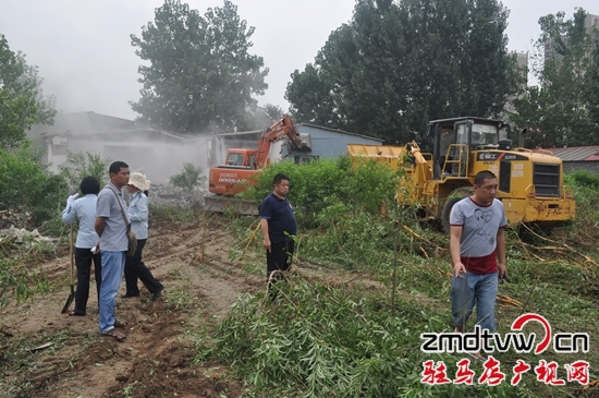 驛城區(qū)橡林街道辦事處對(duì)轄區(qū)內(nèi)違章建筑進(jìn)行依法拆除