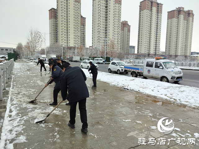 泌陽(yáng)縣城市管理局組織人員清理積雪